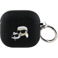 Karl Lagerfeld Embossed Karl and Choupette Heads obal pro AirPods 4 / 5 - černý