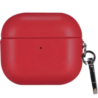 Obal z PU kůže s karabinou pro AirPods 4 / 5 - červený