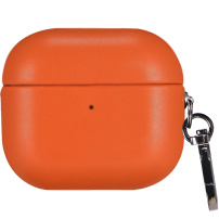 Obal z PU kůže s karabinou pro AirPods 4 / 5 - oranžový