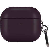 Obal z PU kůže s karabinou pro AirPods 4 / 5 - tmavě fialový