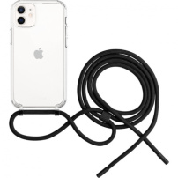 FIXED Pure Neck transparentní kryt se šňůrkou pro iPhone 12 / 12 Pro - černý