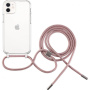 FIXED Pure Neck transparentní kryt se šňůrkou pro iPhone 12 / 12 Pro - růžový