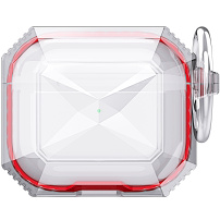 Odolný transparentní obal s barevným rámečkem pro AirPods 4 / 5 - červený
