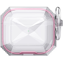 Odolný transparentní obal s barevným rámečkem pro AirPods 4 / 5 - růžový