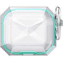 Odolný transparentní obal s barevným rámečkem pro AirPods 4 / 5 - tyrkysový