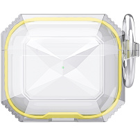 Odolný transparentní obal s barevným rámečkem pro AirPods 4 / 5 - žlutý