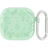 Silikonový obal se vzorem květin pro AirPods 4 / 5 - zelený