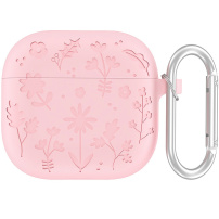 Silikonový obal se vzorem květin pro AirPods 4 / 5 - růžový