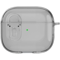 Transparentní obal se zapínáním a karabinou pro AirPods 4 / 5 - šedý