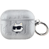 Karl Lagerfeld Embossed Choupette Head obal pro AirPods 3 - stříbrný