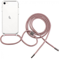 FIXED Pure Neck transparentní kryt se šňůrkou pro iPhone 7 / 8 / SE (2020/2022) - růžový