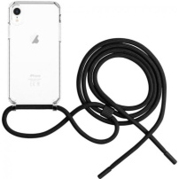 FIXED Pure Neck transparentní kryt se šňůrkou pro iPhone XR - černý