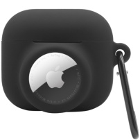 2v1 silikonový ochranný obal pro AirPods 3 / AirTag 1 / 2 - černý