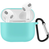 Ochranný silikonový obal s karabinou pro AirPods 3 - tyrkysový