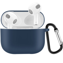 Ochranný silikonový obal s karabinou pro AirPods 3 - tmavě modrý