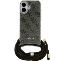 Guess 4G IML Printed Crossbody kryt se šňůrkou pro iPhone 16 - hnědý