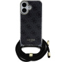 Guess 4G IML Printed Crossbody kryt se šňůrkou pro iPhone 16 - šedý