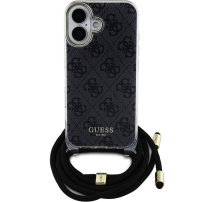 Guess 4G IML Printed Crossbody kryt se šňůrkou pro iPhone 16 - šedý
