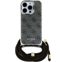 Guess 4G IML Printed Crossbody kryt se šňůrkou pro iPhone 16 Pro Max - hnědý