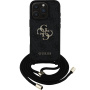 Guess 4G Metal Logo Crossbody kryt se šňůrkou pro iPhone 16 Pro - šedý