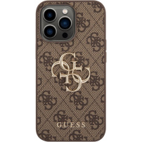 Guess 4G Metal Logo kryt pro iPhone 14 Pro - hnědý