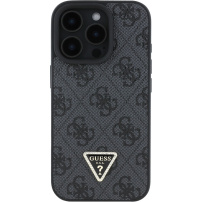 Guess 4G Strass Triangle Metal Logo kryt pro iPhone 16 Pro Max - šedý