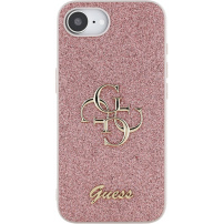 Guess Fixed Glitter 4G Metal Logo třpytivý kryt pro iPhone 16e / 17e - růžový