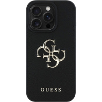 Guess Grained 4G Metal Logo kryt pro iPhone 16 Pro - černý