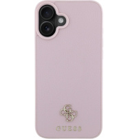 Guess Grained 4G Small Metal Logo kryt s MagSafe pro iPhone 16 - růžový