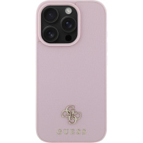 Guess Grained 4G Small Metal Logo kryt s MagSafe pro iPhone 16 Pro Max - růžový