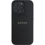 Guess Grained Classic Logo kryt s MagSafe pro iPhone 16 Pro Max - černý