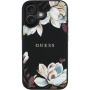 Guess Grained Magnolia kryt se vzorem květin a MagSafe pro iPhone 16 - černý