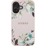 Guess Grained Magnolia kryt se vzorem květin a MagSafe pro iPhone 16 - růžový