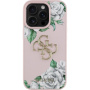 Guess Grained Roses 4G Metal Logo kryt pro iPhone 16 Pro - růžový