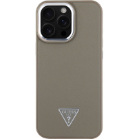 Guess Grained Triangle Logo kryt s MagSafe pro iPhone 16 Pro - hnědý