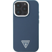 Guess Grained Triangle Logo kryt s MagSafe pro iPhone 16 Pro Max - tmavě modrý