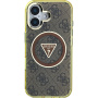 Guess IML 4G Glitter and Triangle Logo kryt s MagSafe pro iPhone 16 - hnědý
