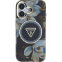 Guess IML Glitter Magnolia and Triangle Logo kryt s MagSafe pro iPhone 16 - černý