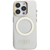 Guess IML Gold Outline kryt s výklopným stojánkem a MagSafe pro iPhone 15 Pro - čirý