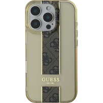 Guess IML Middle 4G Stripe kryt pro iPhone 16 Pro Max - hnědý