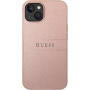 Guess Saffiano kryt pro iPhone 14 Plus - růžový