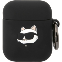 Karl Lagerfeld 3D Logo NFT Choupette Head silikonový obal pro AirPods 1 / 2 - černý