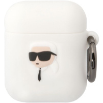 Karl Lagerfeld 3D Logo NFT Karl Head silikonový obal pro AirPods 1 / 2 - bílý