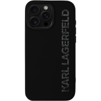 Karl Lagerfeld 3D Rubber Glitter Logo kryt pro iPhone 16 Pro Max - černý