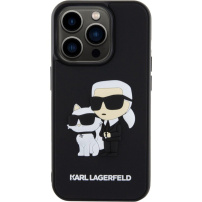 Karl Lagerfeld 3D Rubber Karl and Choupette kryt pro iPhone 13 Pro - černý