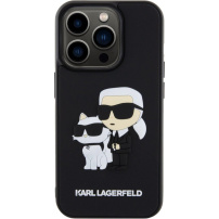 Karl Lagerfeld 3D Rubber Karl and Choupette kryt pro iPhone 15 Pro - černý