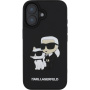 Karl Lagerfeld 3D Rubber Karl and Choupette kryt pro iPhone 16 - černý