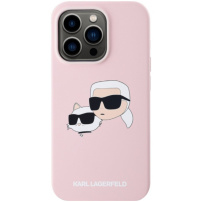 Karl Lagerfeld Double Heads silikonový kryt s MagSafe pro iPhone 15 Pro - růžový