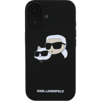 Karl Lagerfeld Double Heads silikonový kryt s MagSafe pro iPhone 16 Plus - černý