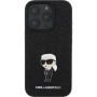 Karl Lagerfeld Fixed Glitter Metal Ikonik třpytivý kryt pro iPhone 16 Pro - černý
